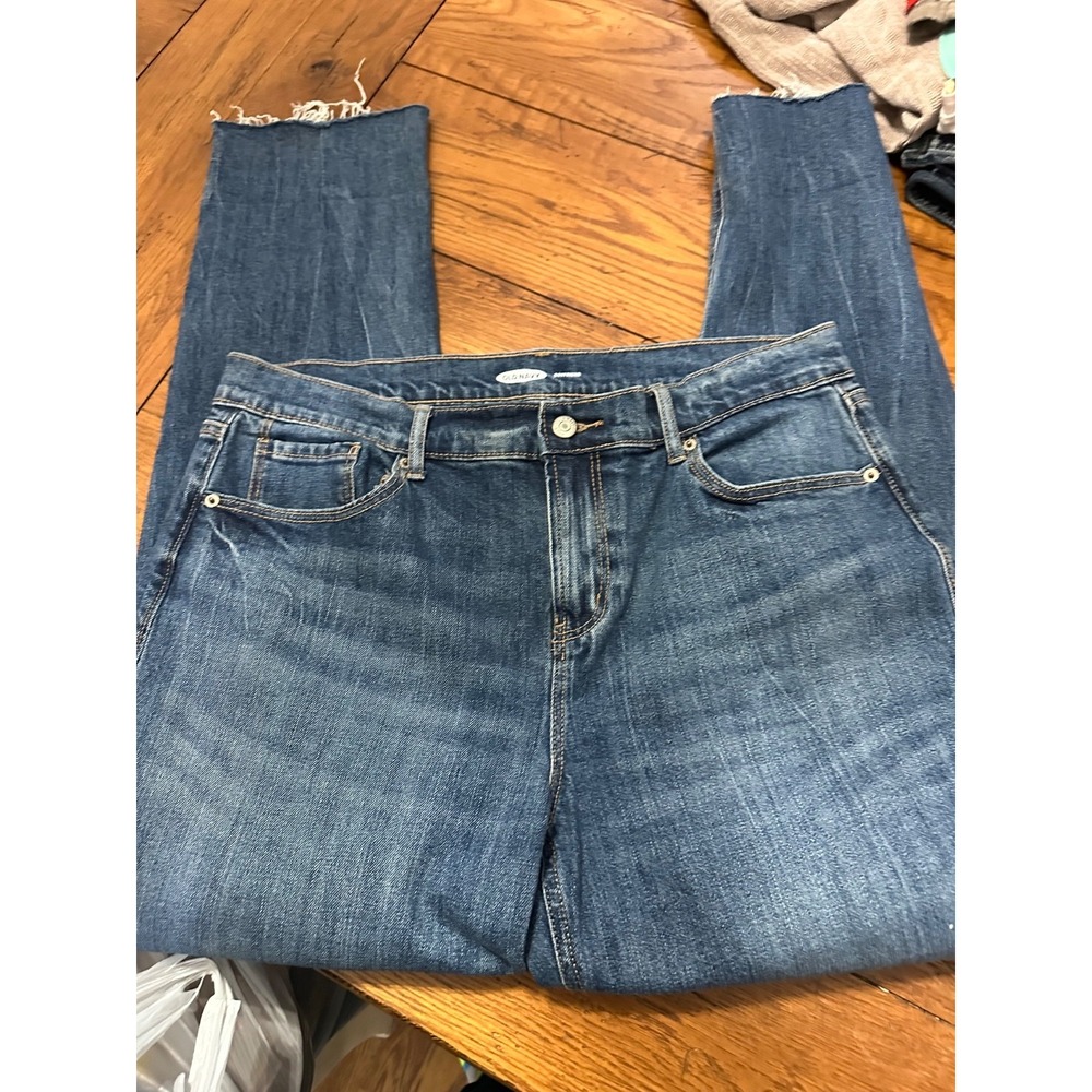 old navy boyfriend jeans frayed hem‎ 12 skinny leg
